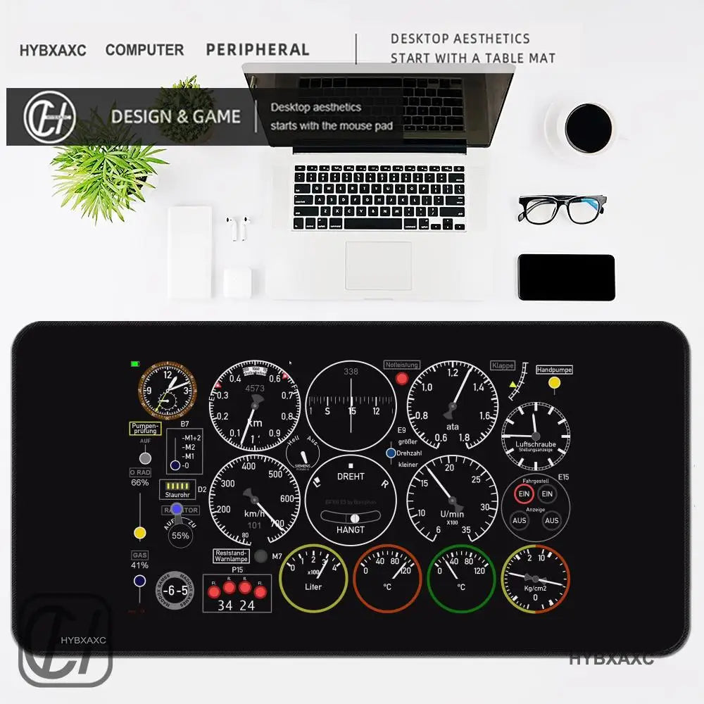 HYBXAXC Airplane Dashboard Mouse Pad Large Rubber Base Anti-slip Accessories Mousepad for Office & Gamer Keyboard Mats Decor Mat
