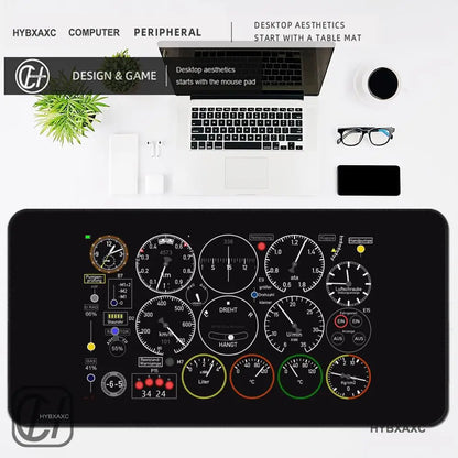 HYBXAXC Airplane Dashboard Mouse Pad Large Rubber Base Anti-slip Accessories Mousepad for Office & Gamer Keyboard Mats Decor Mat