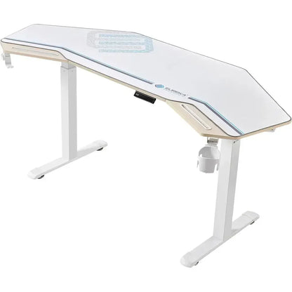 72 Electric Adjustable Height Standing Desk, Wing-Shaped Maple Computer Desk for Large Studios