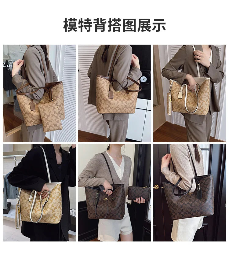 European and American Fashion Printed Large Capacity Women's Bag 2026 New Trendy Retro Luxury Single Shoulder Tote Bag