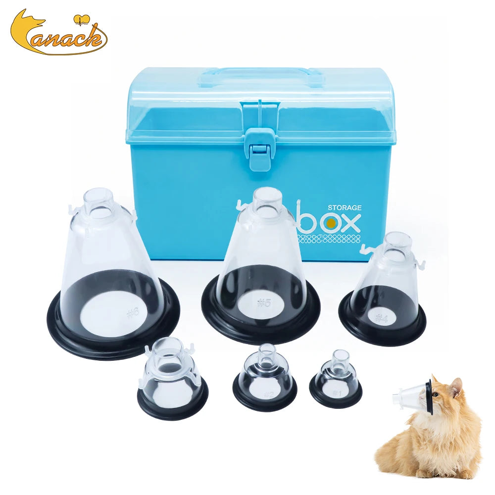 Animal Anesthesia Mask Medical Grade PVC Transparent Dome With Silicone Protective Film Fixing Ring For Pet Veterinary Equipment