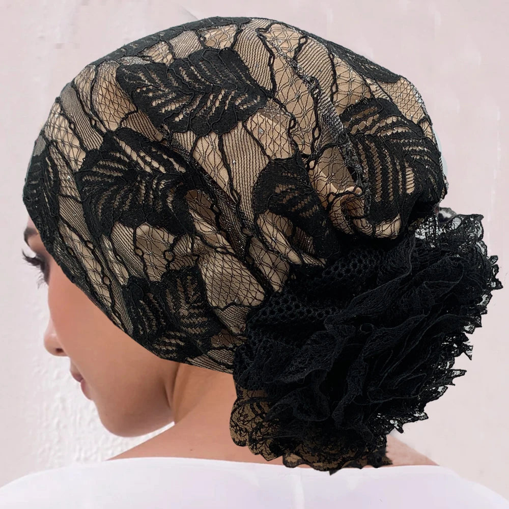 Embroidery Turban Cap for Women Summer Breathable Head Wraps Bonnet Muslim Under Scarf Hat Cancer Chemo Hats Turbante mujer