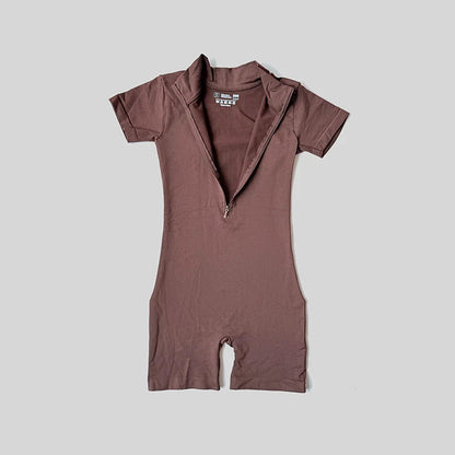 Summer Short Sleeve Zipper Jumpsuit Sports Wear Gym Fitness Sports Bodysuits Women Running Fashion Workout Clothes