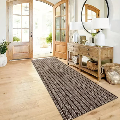Striped carpets are slip-resistant and easy to clean, making them ideal for hallways, entryways, kitchens, and laundry rooms.