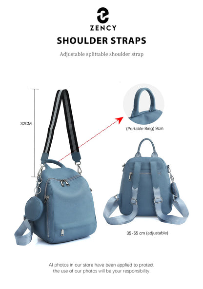 Zency Women's Genuine Leather Backpack High-Quality School Bag Travel Female Shopper Shoulder Satchel Rucksack Commuter