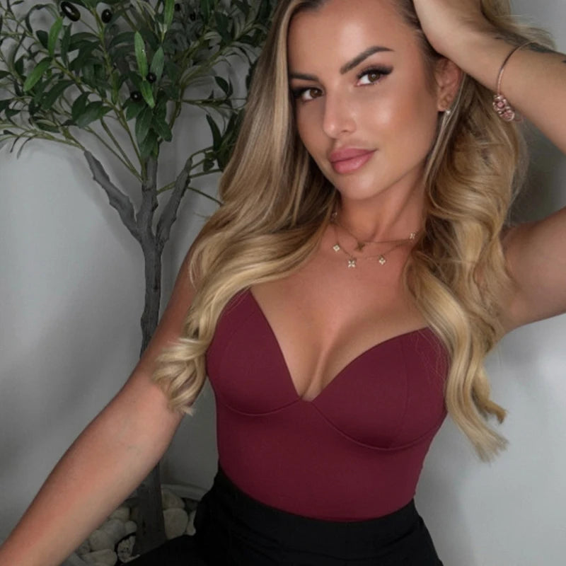 HXAO Woman Tops Corset Crop Top Women Sleeveless Black Brown Top With Straps Camisole Bodycon Backless Sexy Tops Bustier