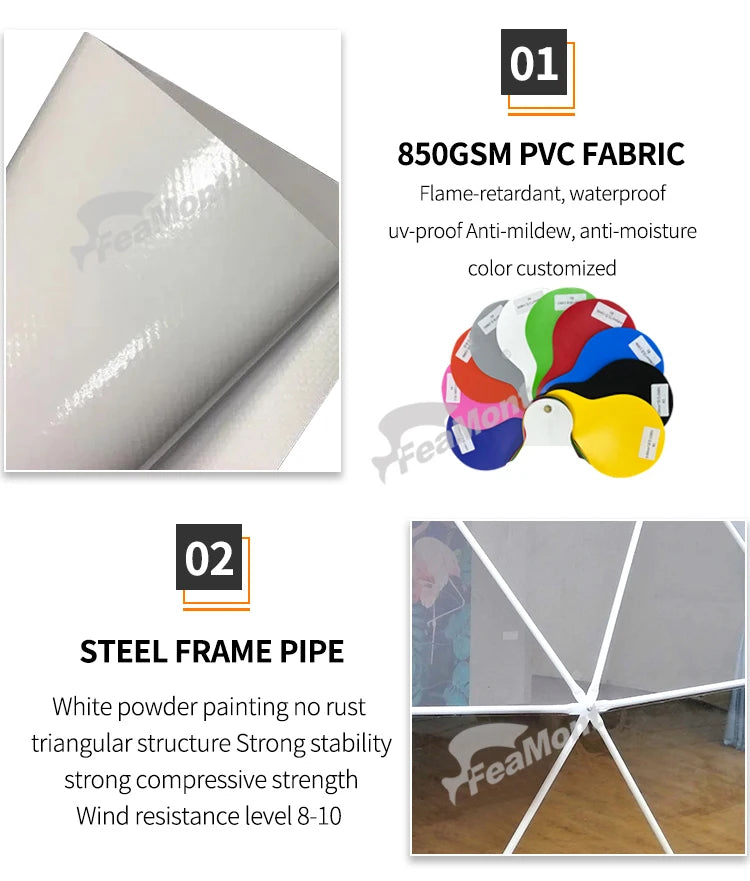 【Best-selling】FEAMONT Roof Pvc Heated Eco Prefab Transparent Geodesic Dome Hotel Glamping Tent House Desert Round Dome Tent For