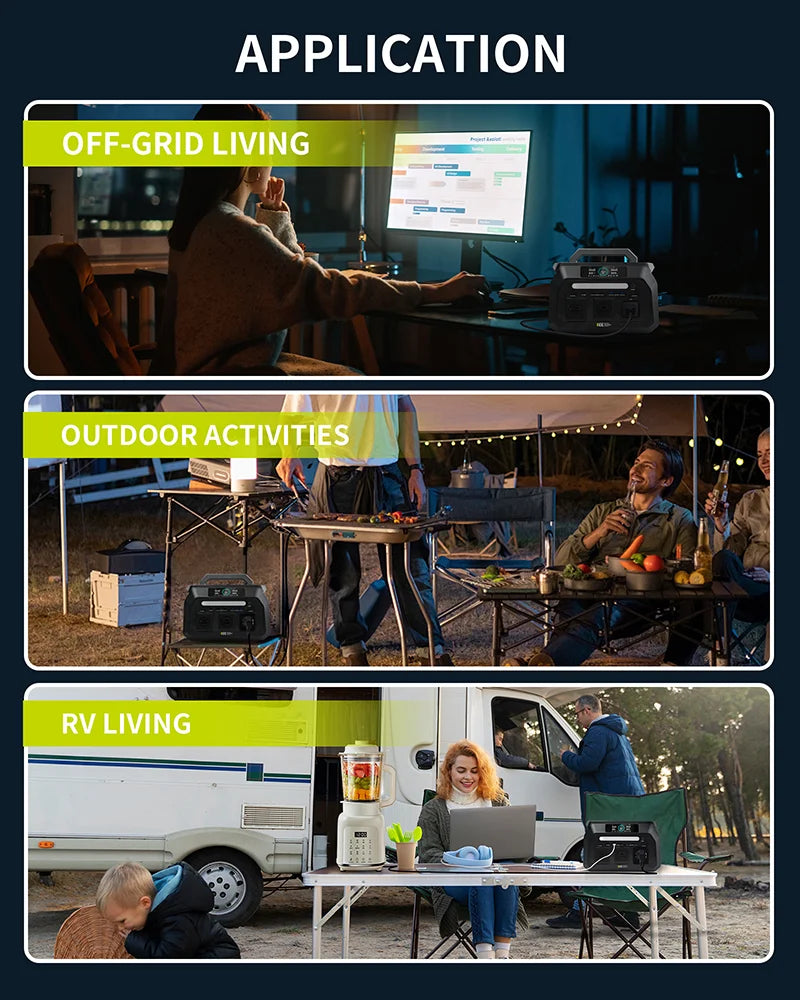 IEE P800 Portable Power Station, 512Wh LiFePO4 generator,1600W Peak Solar Generators, 800 wat power source,2x800W AC Outlets Lightweight & Quiet Solar Generator for Camping, Home Emergency, RV & Outdoor Travel