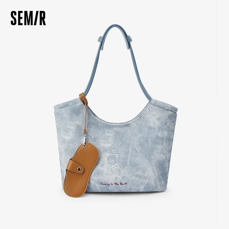 Semir Bag Women Tote Large Capacity Commute Shoulder Bag 2025 New Handbag Popular Underarm Bag Cartoon Print