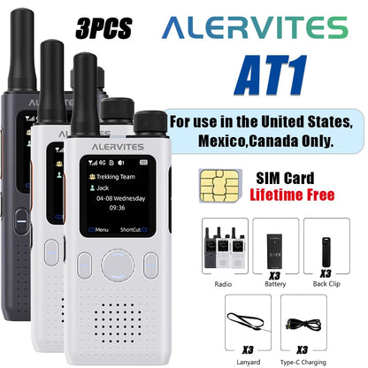 1/2/3PCS ALERVITES PoC AT1 Global Walkie Talkie Baofeng Radio 4G LTE Unlimited Distance US/EU Version OLA APP USB-C Ultra-light
