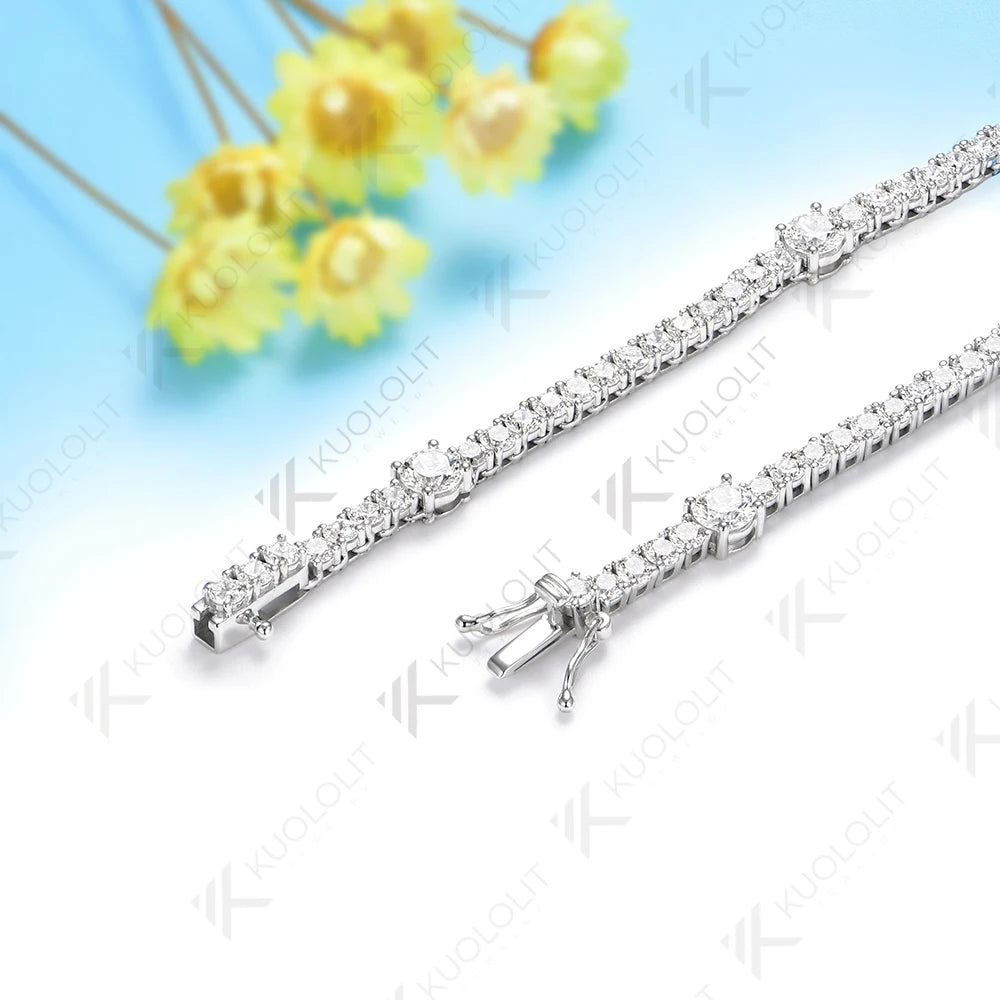 Kuololit 9CTW Moissanite 4 Prong Custom Necklace for Women 14K 10K White Gold Necklace for Anniversary Engagement Christmas Gift