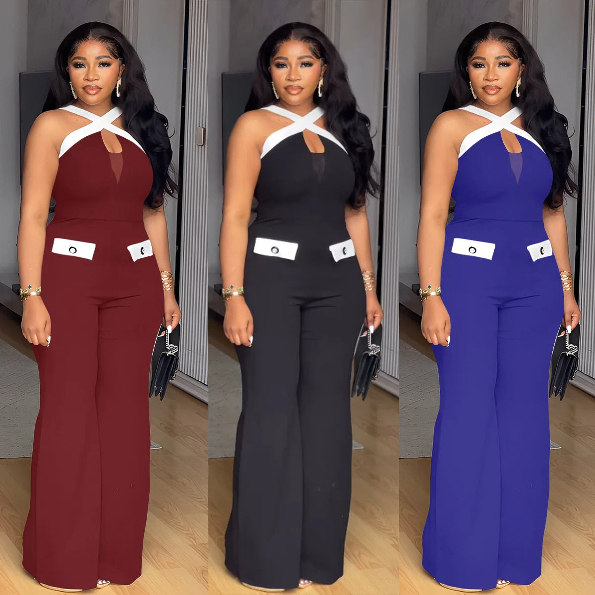 GLCMYAYA 2025 Fashion Street Jumpsuits Women Sleeveless Crop Wide Leg One Piece Hollow Out Overall Sexy Rompers Outfits