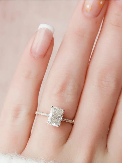 925 Sterling Silver 2-5CT Rectangle Zircon Gorgeous Shiny Ring For Women Anniversary Wedding Luxury High Quality Fine Jewelry