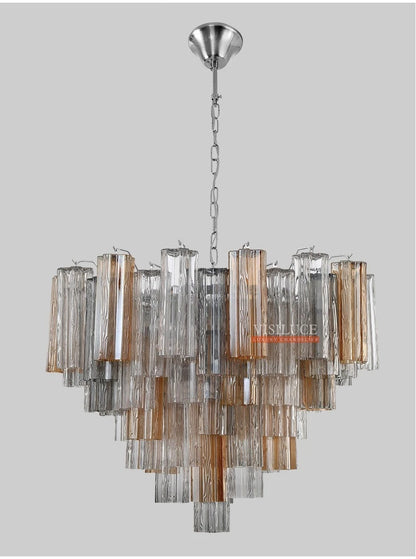 Round Murano Glass Ceiling Chandelier For Dining Living Room Bedroom Foyer Amber Glass Crystal Tube Hanging Chandelier Lights