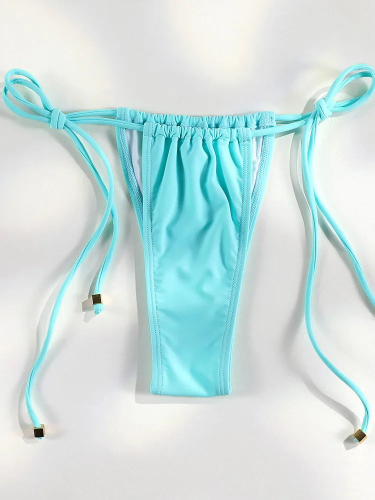 Blue Bikini 2026 Women'S Bandage Bikini Set String Swimsuit New Summer Bathing Suit Sexy Biquini Micro Thongs Beach Wear