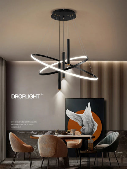 Modern Round LED Chandeliers for Living Room Dining Room Kitchen Island Luster Pendant Lights Fixture Home Decor Indoor Lighting