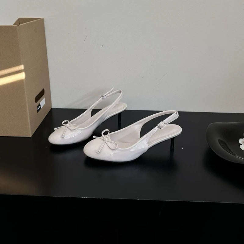 Luxury Metal Designer Women's High Heels Fashionable Open-heel Stiletto Sandals New Spring Style Slip-on Buckle Dress Shoes