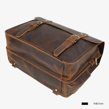Vintage Crazy Horse Genuine Leather Men Briefcase Large Business Bag Tote Office Bag 15.6“Laptop Case Attache Male Shoulder Bag
