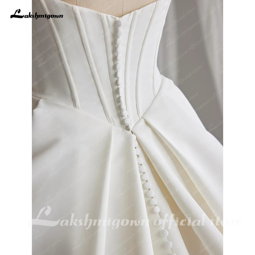 Lakshmigown Off The Shoulder Crepe Satin A-Line Bridal Gowns For Formal Party Floor Length Wedding Dress Vestidos Customized