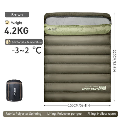 BISINNA 2 Person Camping Sleeping Bag Four Seasons Portable Winter Sleeping Bag for Outdoor Camp Travel Hiking