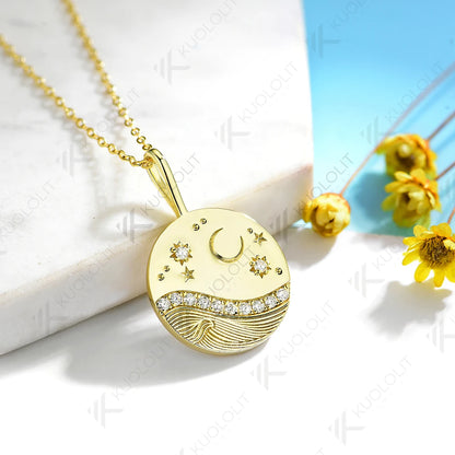 Kuololit 0.26CTW Moissanite Necklace for Women Solid10K14K Yellow Gold Necklace for Christmas Gifts Party Engagement Anniversary