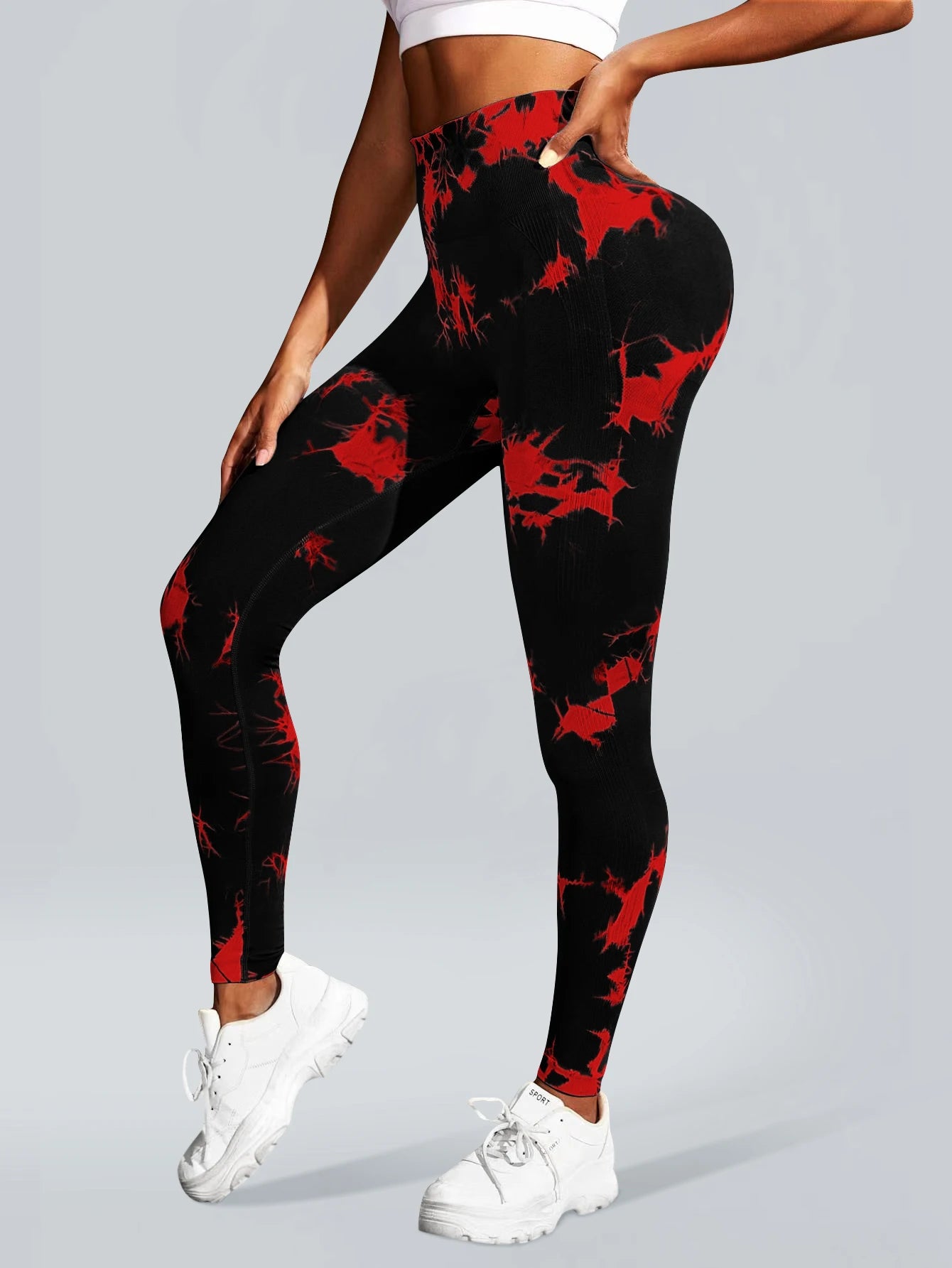 Women's Tie dye Seamless High-Waisted Yoga Pants Tummy Control Belly Band Pants Comfortable Stretchy Leggings for Women