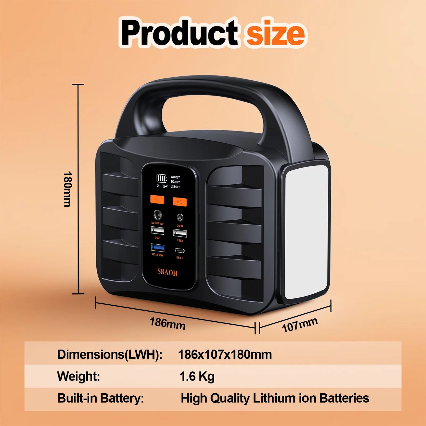 Portable Power Station,155Wh 42000mAh Outdoor Solar Generator with 110V/150W(Peak 200W) AC Outlet and USB-C PD(30W) Port,Power