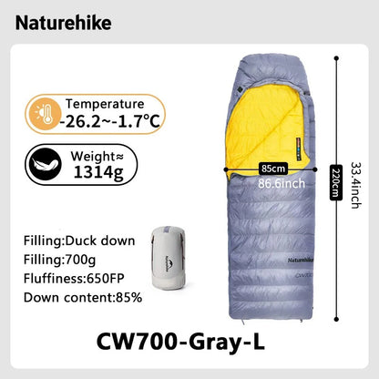 Naturehike 2025 New CW700 Camping Sleeping Bag Ultralight Warm 3 Season Sleeping Quilt Waterproof 700g Duck Down Sleeping Bags
