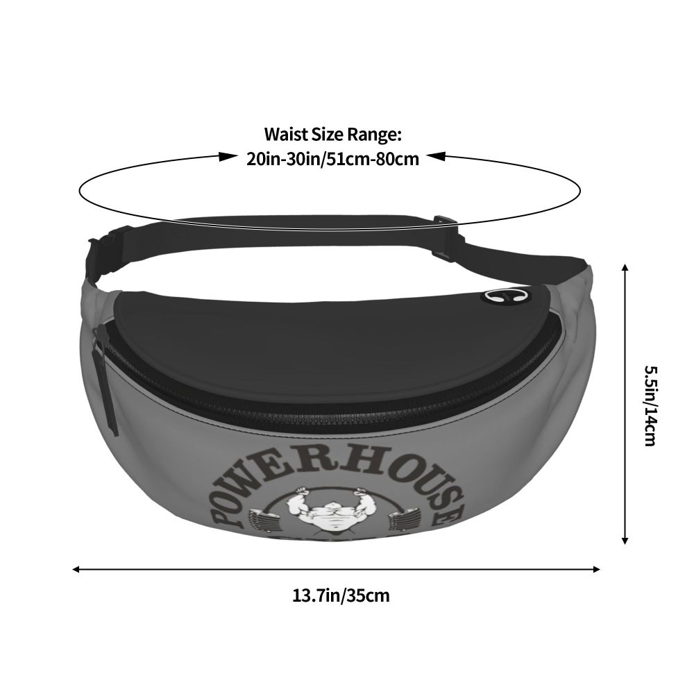 Powerhouse Gym Fanny Bag Custom Bodybuilders Fitness Crossbody Waist Pack Men Women Cycling Camping Phone Money Pouch