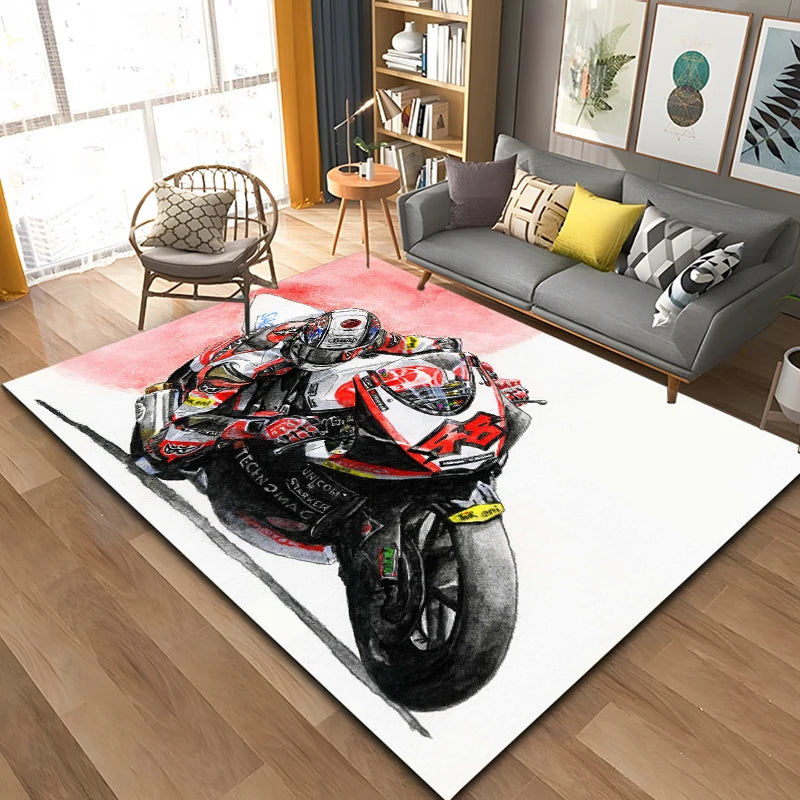 Motorcycle GP Mountain biking Speed Doormat Rug Carpet Mat Footpad Bath Mat Polyester Non-slip Kitchen Bedroom Washable