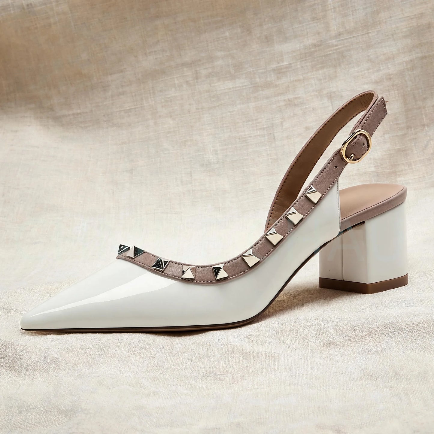 【Measure Your Feet Length Before Order】Rivets Back Strap Luxury Designer Women Elegant Sandals Block High Heel Shoes 121-CHC-33