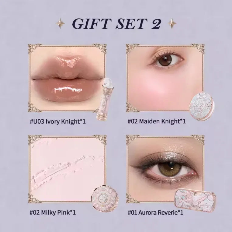 Flowerknows Gift Box Makeup Set Little Angel Full Box Lip Glaze Blusher Shell Jewelry Flower Know Birthday Gift Kit