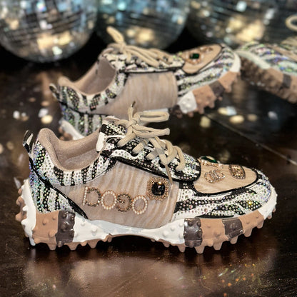 Fashion Casual Shoes Rhinestone Shoes Women Luxury Sneakser Diamond Breathable  Designers Casual Platform Non Slip Running Shoes