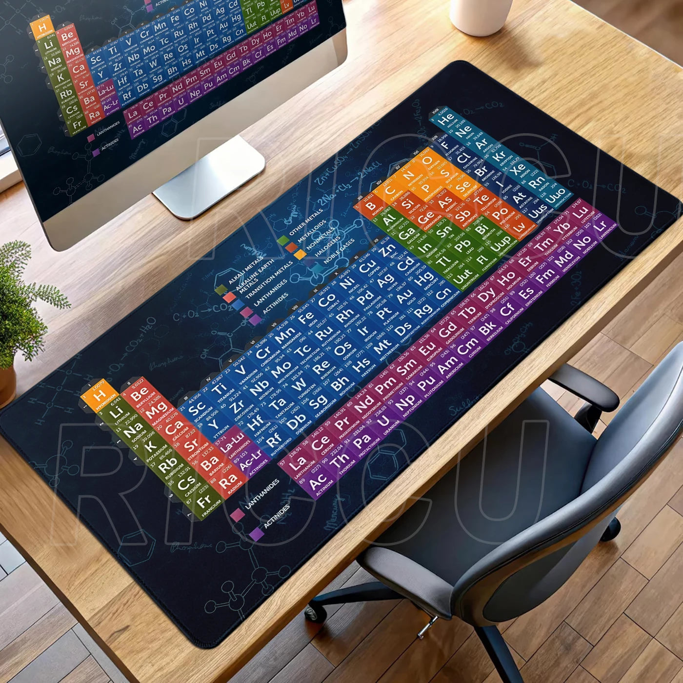 Periodic Table of Elements Mouse Pad Large Gaming Keyboard Mousepad with Stitched Edge Non-Slip Rubber Base Office PC Desk Mat