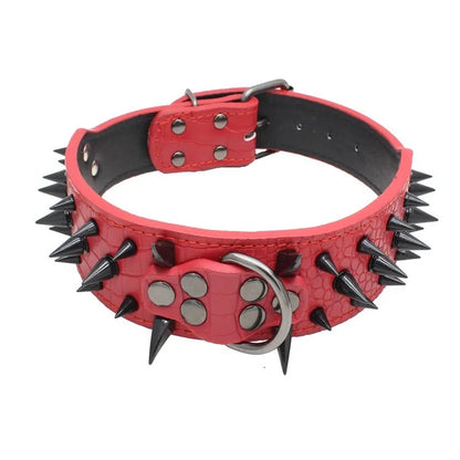 5CM Wide Spiked Studded Dog Collar Anti-Bite PU Leather Pet Collar for Large Dogs Pitbull Mastiff Pet Supplies Accessories