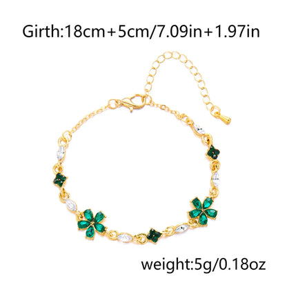 Elegant Crystal Flowers Bracelets For Women Girls Y2K Sweet Sparkling Zircon Floral Plant Chain Bracelet Luxury Wedding Jewelry