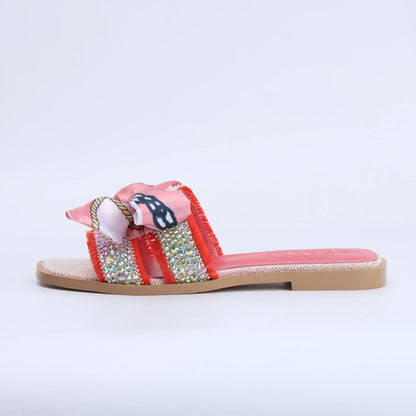 Flat Luxury Rhinestone Sandals Women's Summer Brand Sandals Cute Slide Sandals 204