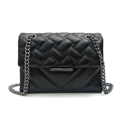 Women Fashion Metallic PU Vegan Leather Handbag Luxury Quilted Flap Messenger Shoulder Bag Long Chain Purse Daily Casual Travel