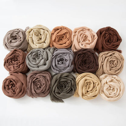 60 Color Cotton Crepe Shawl Headwraps Fashion Scarf Hijab For Women Veil Muslim Islam Hijab Cap Scarf For Muslim Shawl 200*90CM