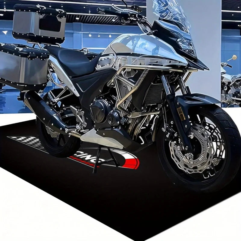 VIKAMA Racing Motorcycle Floor Mat Washable Non Slip Garage Display Rug for Corridor Bedroom Home Decor