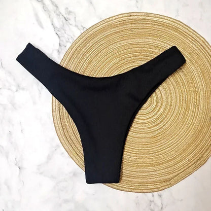 Sexy Bikini Bottoms Women's 2025 Swimsuit Low Waisted Bottom Solid Color Swimwear Thong Beachwear Brazilian Bathing Suit Summer