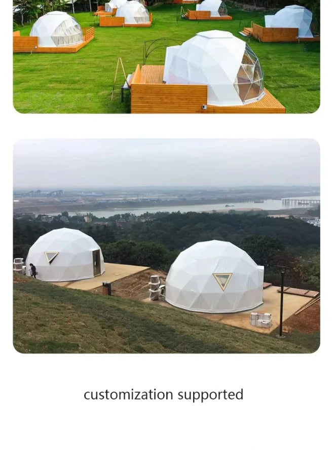 Geodesic Dome Manor Greenhouse Tent Leisure Resort Vacation Outdoor Glamping Round Tent Transparent Starry Sky Luxury Hotel Dome