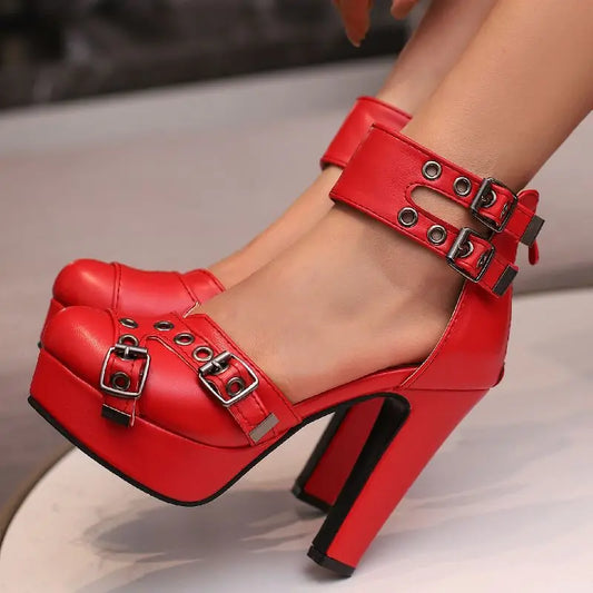 Red Platform High Heels Women's Sandals Summer Shoes 2025 Strap Black White Pumps Wedding Fetish Dance Party Shoes Large Size 50