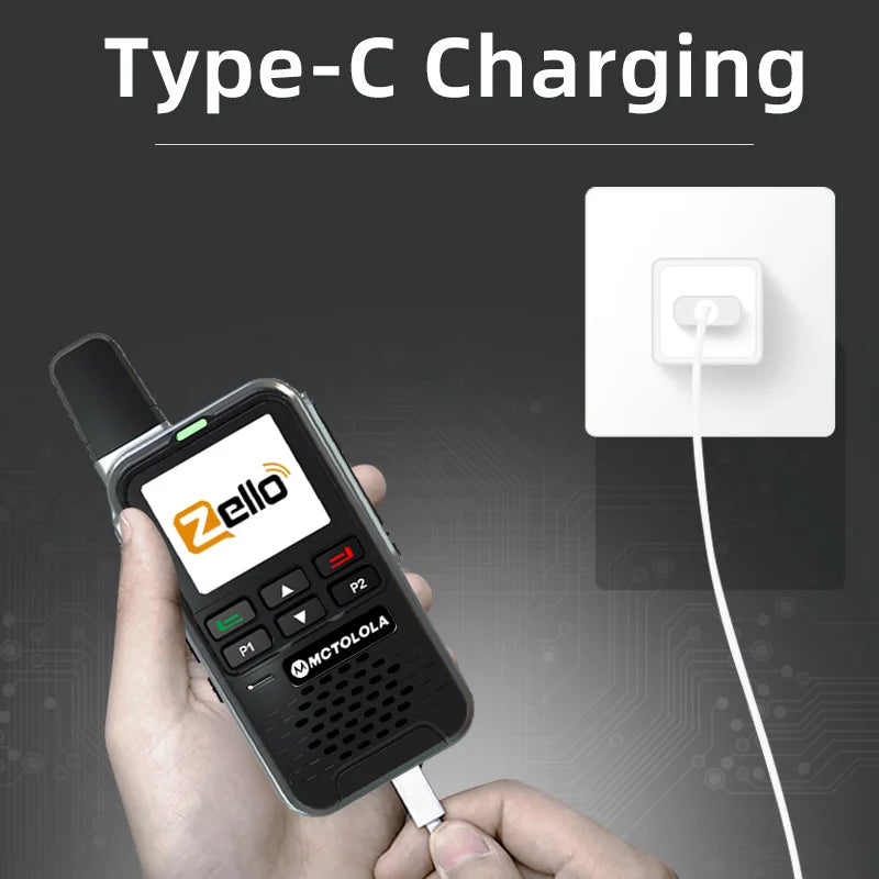 MOTOLOLA 4G Zello Walkie Talkie Android 8.1 System Aluminum Alloy Shell Ultra-Thin Body Wireless Intercom Radio Wi-Fi Bluetooth