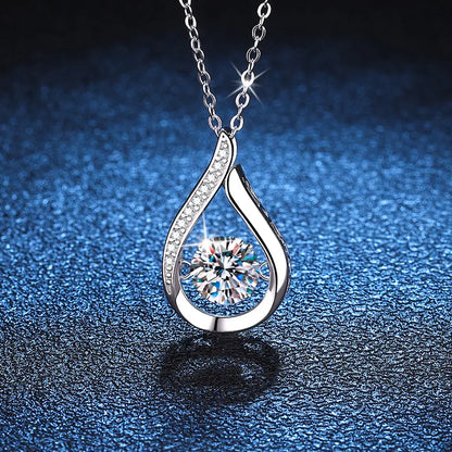 VVS1 D Color Moissanite Necklace For Women Fine Jewelry with GRA 925 Sterling Sliver Chain Plated 18k White Gold