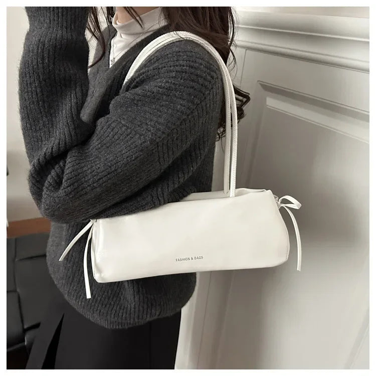 New Solid Color Women's Handbag Soft Pu with Knot Shoulder Bag Underarm Bag Lady Designer Bags Luxury Bolsa Feminina handbags