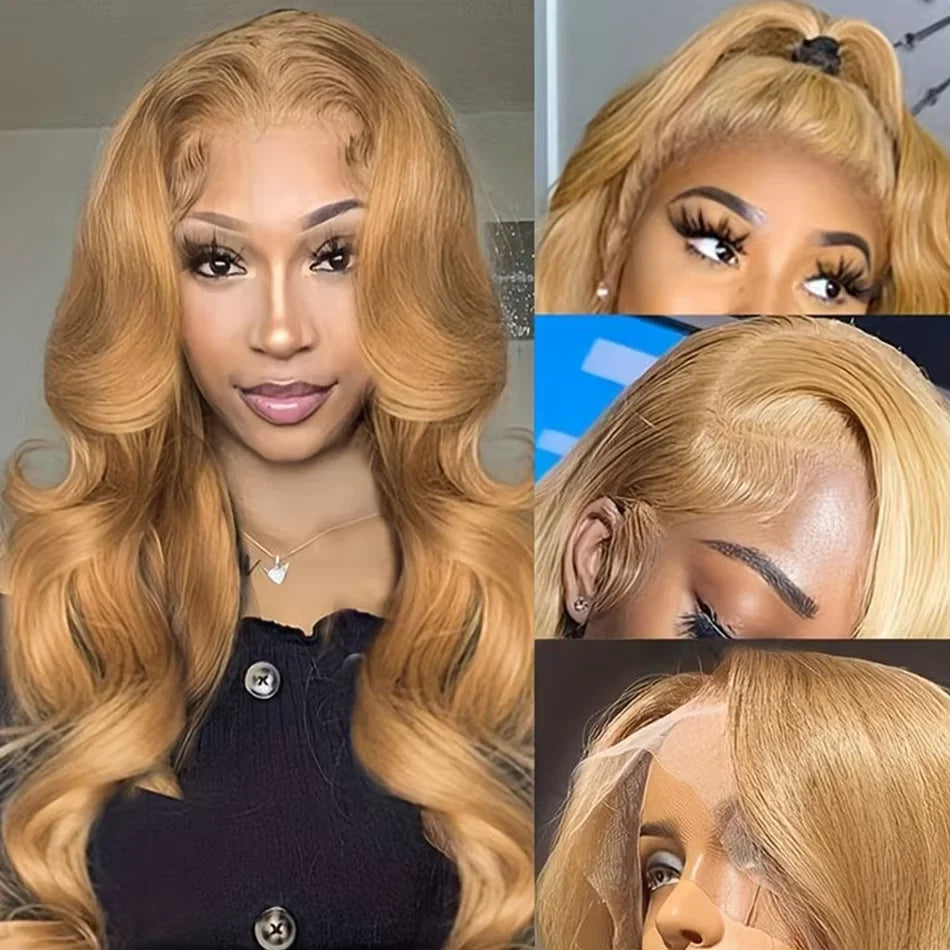 Silkwave #27 Honey Blonde 13x6 HD Body Wave Human Hair Wig Transparent Lace Front 13x4 Lace Frontal Wigs Colored Wigs 36 Inch