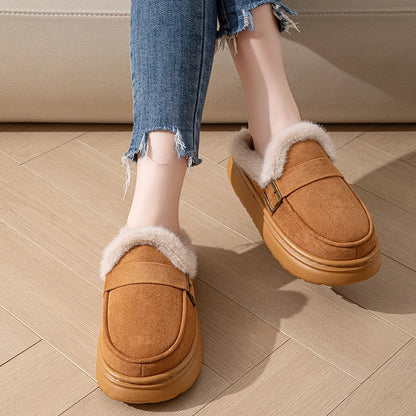 Casual Women's Home Slippers Winter Plush Luxury Designer Woman Shoes Indoor Fluffy Platform Fuzzy Fur Slides Elegant Flats Warm