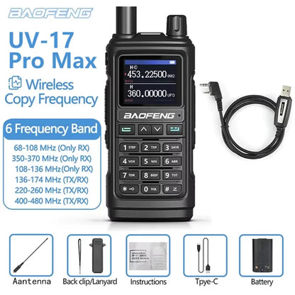 BAOFENG UV-17Pro Max Dual Band VHF/UHF Walkie Talkie with One-key Frequency Matching NOAA Weather Channels for Hiking Camping