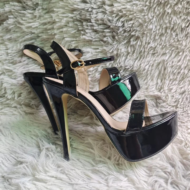 Women Peep Toes Sandals Stiletto Sexy Pumps Luxury Club 14cm Elegant Platform High Heels Nighclub Party Wedding Jazz Dance Shoes